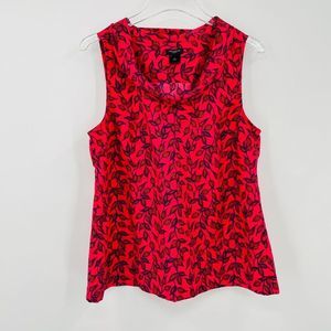 Ann Taylor Size 10 Pink Floral Sleeveless Drapey Neck Career Tank Top Blouse